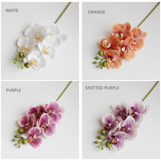 Artificial Orchid Flower 45cm/17inch Long Stem Fake Phalaenopsis Orchid with 5 Flowers Faux Flower for Home Office Decor
