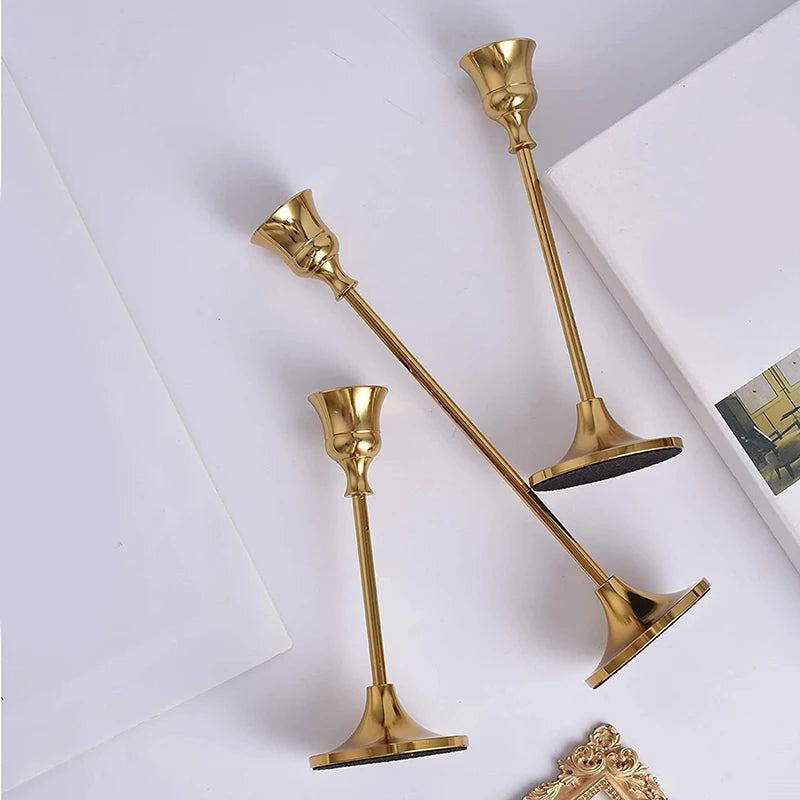 European style Metal Candle Holders Simple Golden Wedding Decoration Bar Party Living Room Decor Home Decor Candlestick