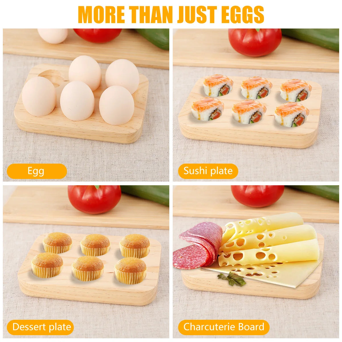 Wooden Egg Tray 6/24 Holes Egg Storage Holder Home Kitchen Cooking Organizer Rack for Tabletop Display Refrigerator Storage Tool