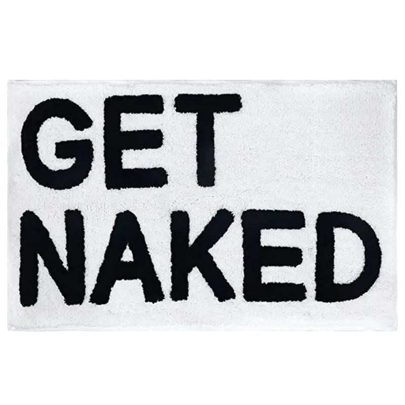 Inyahome Get Naked Bath Mat Bathroom Rugs for Bathtub Mat Cute Bath Rugs for Apartment Decor Tufted Gray and White Shower Mat