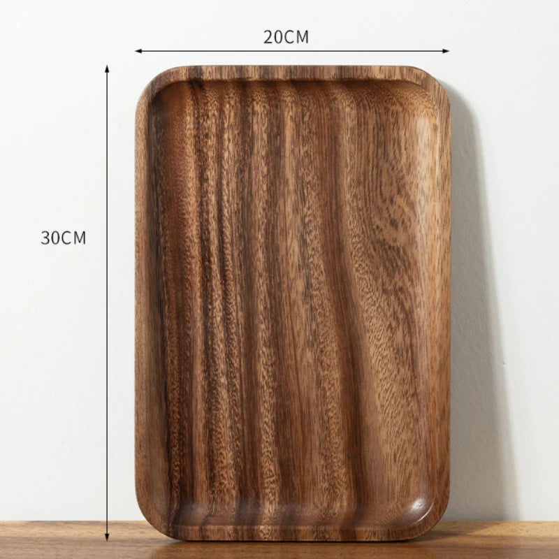 Wooden Tray Acacia Wood Rectangular Solid Wood Dinner Plate Kitchen Accessories Coffee Dessert Tea Storage Tray