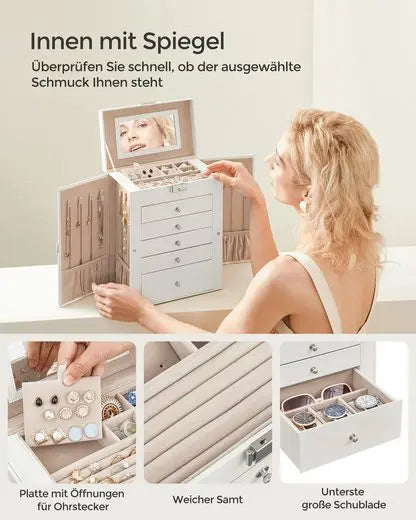 SONGMICS jewelry box 6-level jewelry box side folding doors