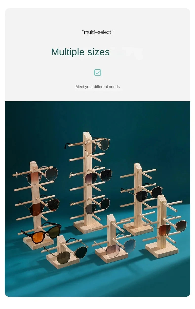 Wooden Eyeglass Storage Rack Household Sunglasses Glasses Display Rack Organizer Perforation-free Multi-functional Desktop