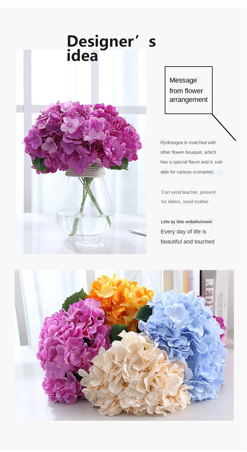 Simulation Mallorca Artificial Flower Big 5 Hydrangea Silk Cloth Home Living Room Table Decoration Wedding Fake Flower Blue