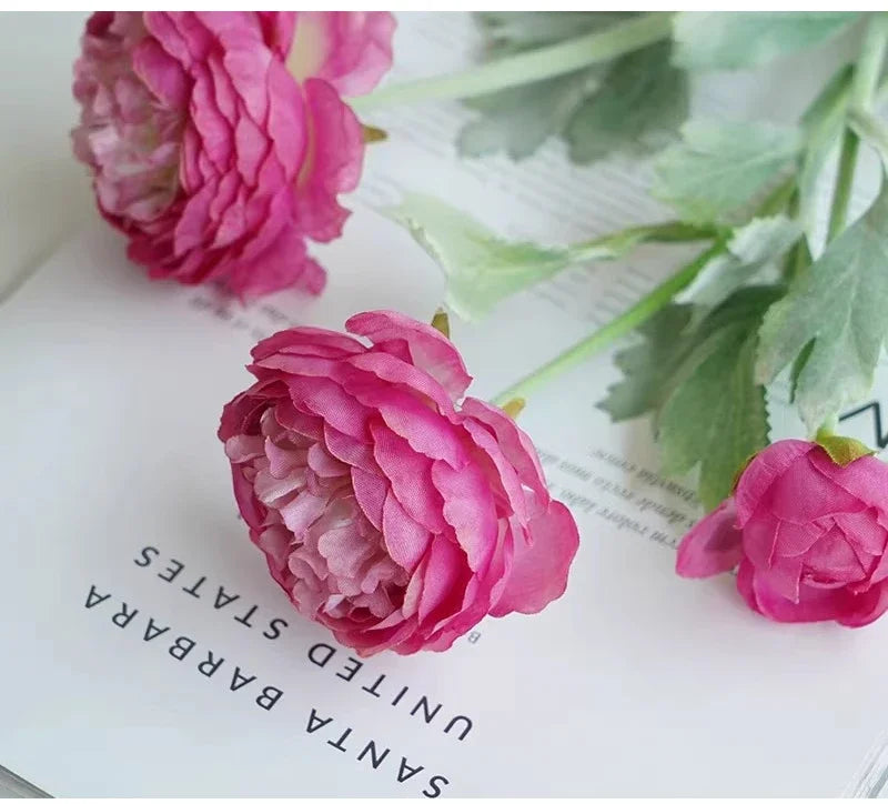3 Heads Elegant Artificial Flowers Silk Peony Bouquet Home Decor Party Bride Wedding Decorations pink Fake peonies Plants