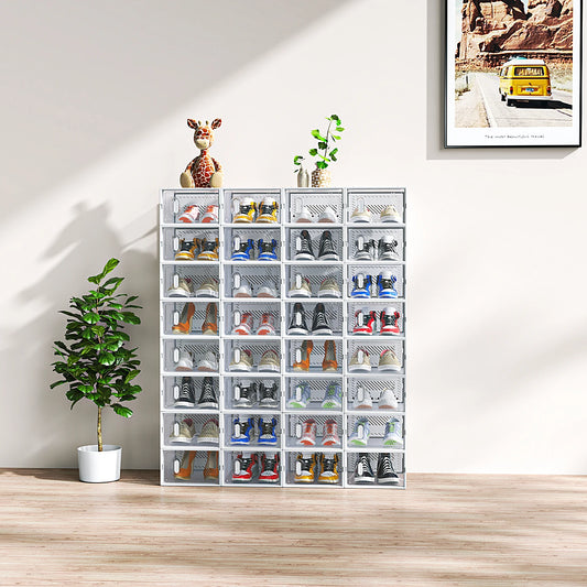 Shoe Cabinets, 32PCS 33*23*14cm, Shoe Box, Plastic Mesh, Freely Combinable Shoe Rack Organizer and Storage White