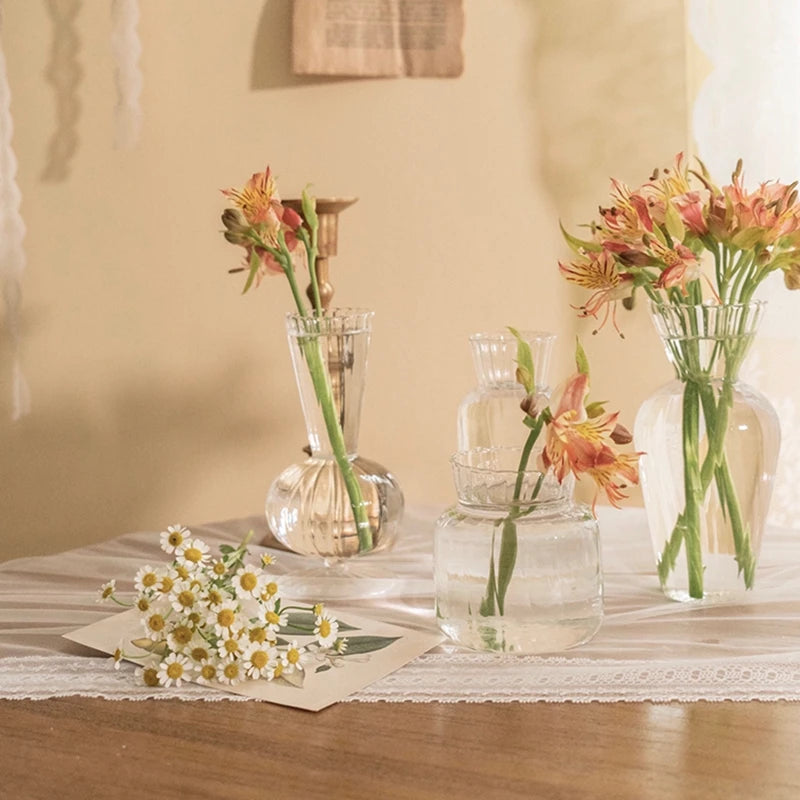 Brown Retro Glass Vase Plant Flowers Bottle Flower Arrangement Hydroponic Terrarium Desktop Vase Creative Home Decor Flower Pot