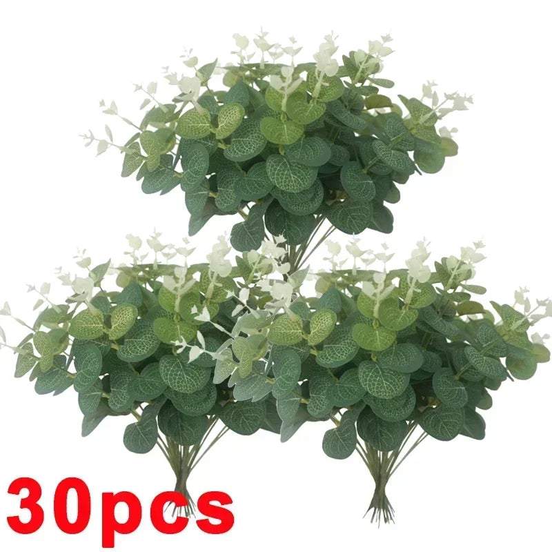 10/36PCS Artificial Eucalyptus Stems Green Leaves Eucalyptus Branches Flower Bouquet Wedding Christmas Decoration Fake Plant