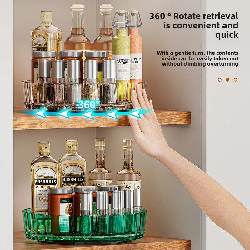 360° Rotating Plastic Storage Bins|Clear Cabinet Organizer for Kitchen/Pantry/Fridge/Cosmetic |Space-Saving Round Container