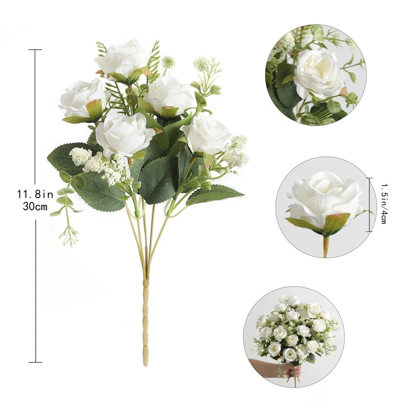 Artificial Rose Flowers Bouquet Silk Fake Flowers for Home Room Decor Garden Wedding Decoration Party Table Center DIY Ornaments