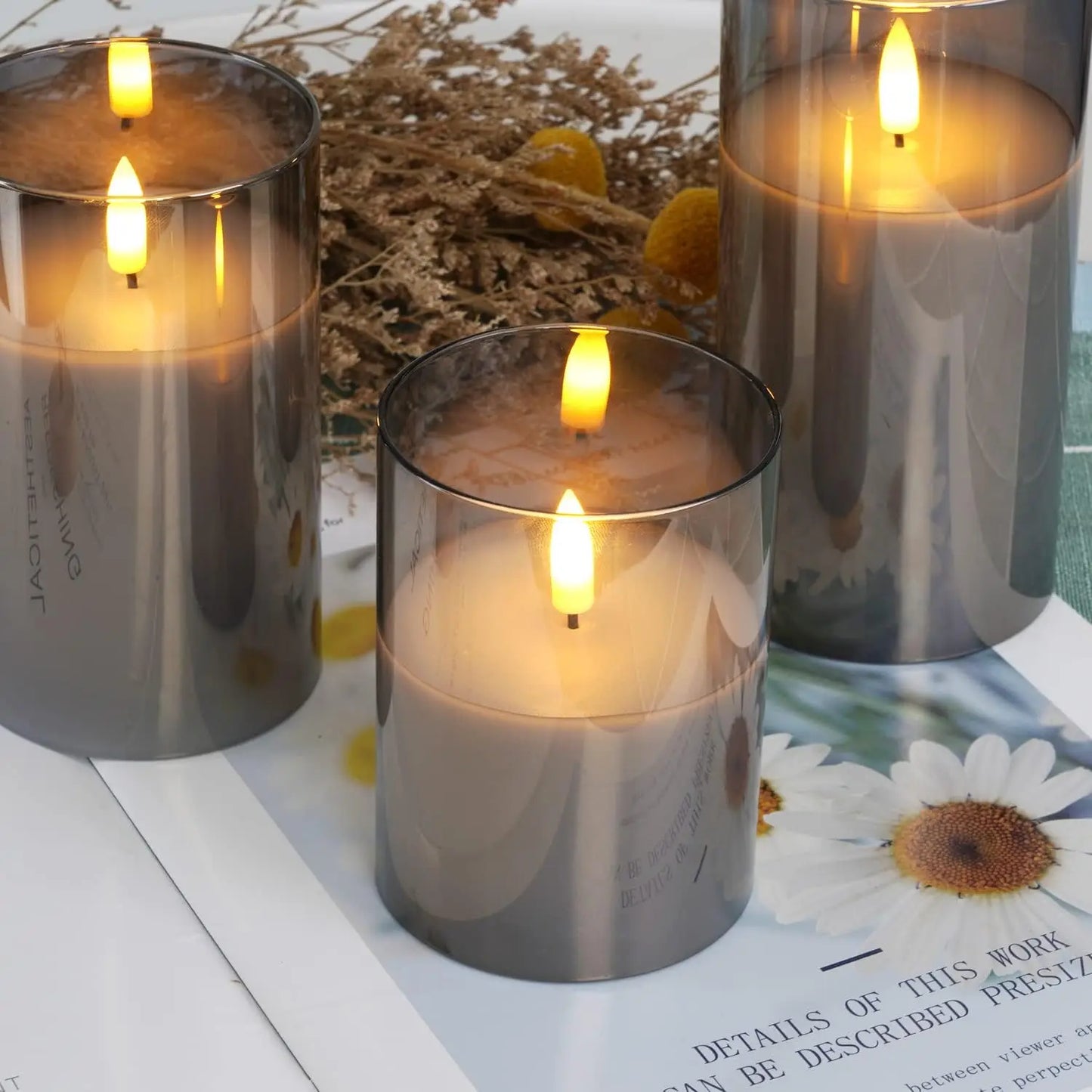Flameless Candles 3D Wick Electric LED Candle Battery Operated with Remote Control for Party Hotel Wedding Birthday Decoration