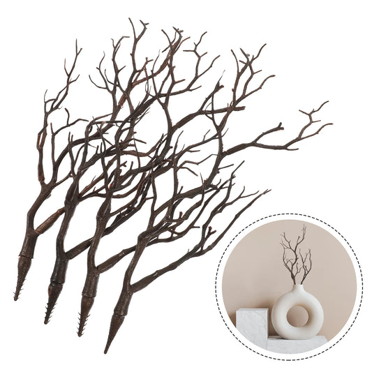 4pcs Artificial Dried Branch Simulate Antler Tree Branch Fake Plastic Decor Natural Antler Decor Dried Bouquet Home Xmas Adorn