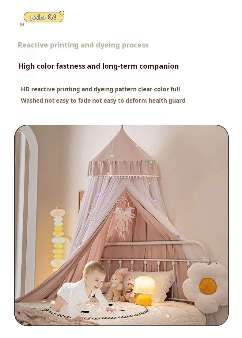 Dome bed curtain children's indoor light-proof bed curtain windproof bedside ceiling blackout double-layer mosquito net curtain