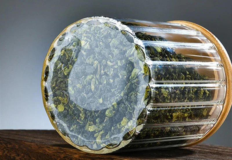 Glass Food Jar with Sealed Bamboo Lid Kitchen Pantry Grains Cookie Coffee Tea Candy Snack Storage Bottle Jars Kitchen Canister