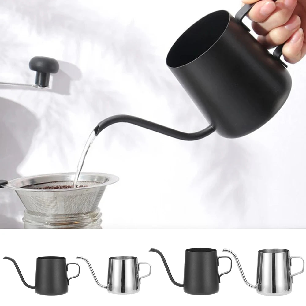 Long Narrow Spout Coffee Pot 12 Oz Small Fine Stainless Pour Over Drip Coffee Pot 8.5 OZ Gooseneck Tea Kettle Black