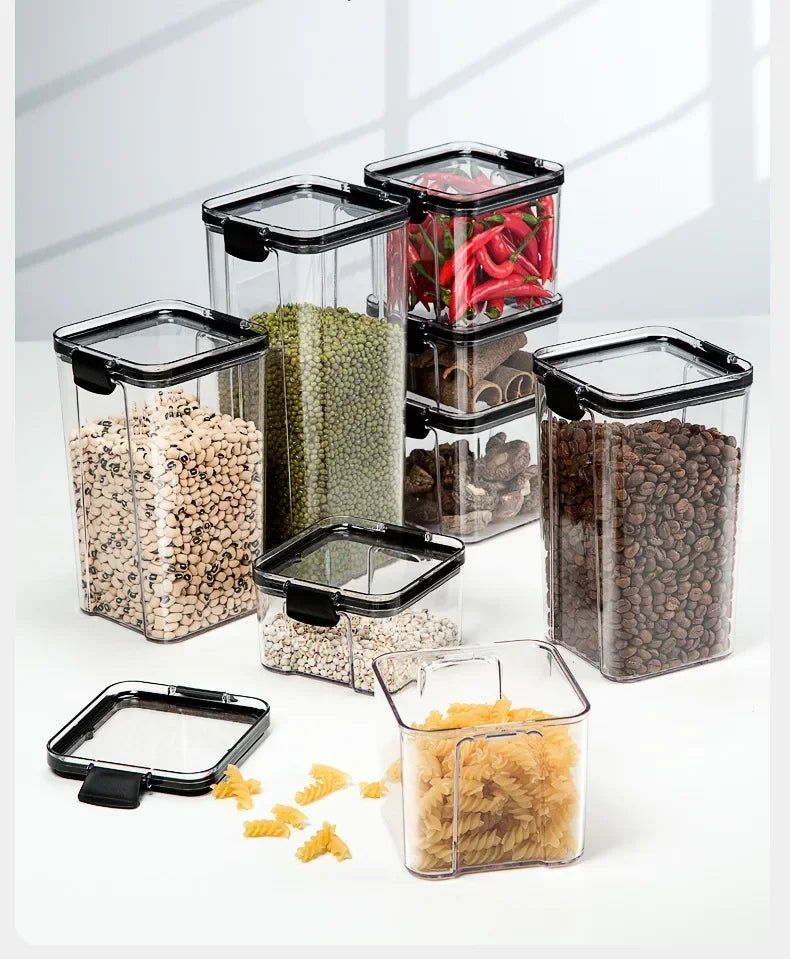 Kitchen Refrigerator Food Storage Container Multigrain Storage Tank Transparent Sealed Cans Noodle Box Bottle Canisters with Lid