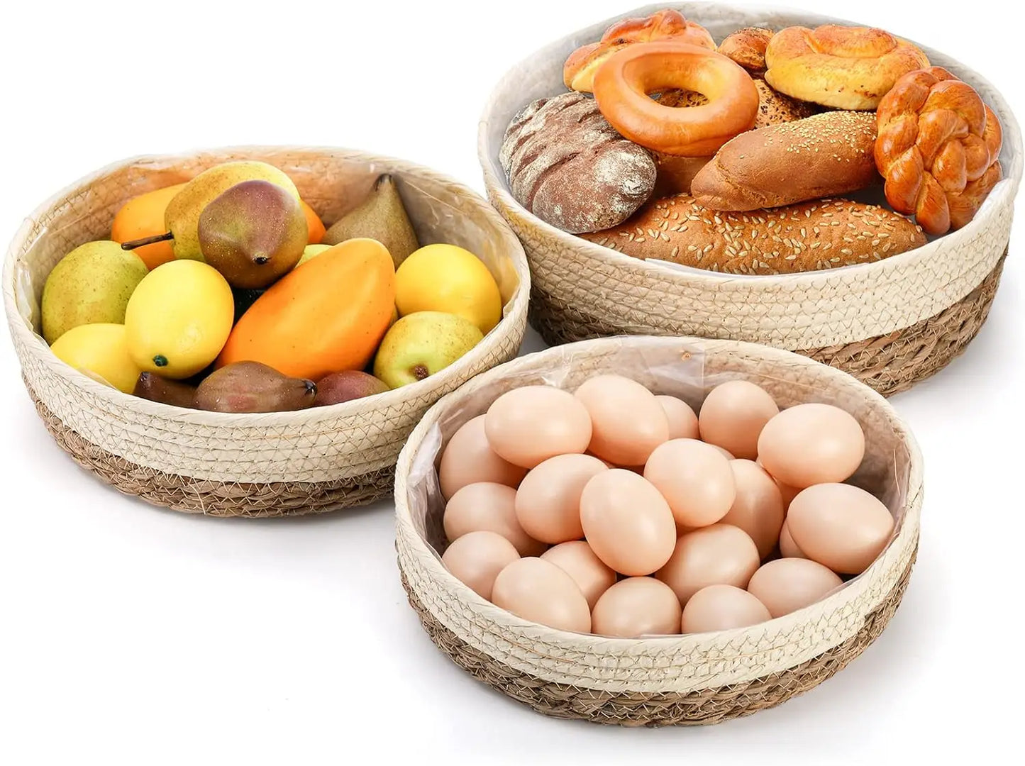 3 Size Woven Storage Basket, Organize Straw Cosmetics Storage Basket, Snack Food Storage Table Basket Made of Cattail Material