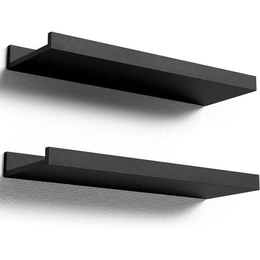 2 PC Floating Shelves for Wall Mount, Woodgrain Wall Shelf Ledge for Bathroom Bedroom Kitchen Living Room Office Storage