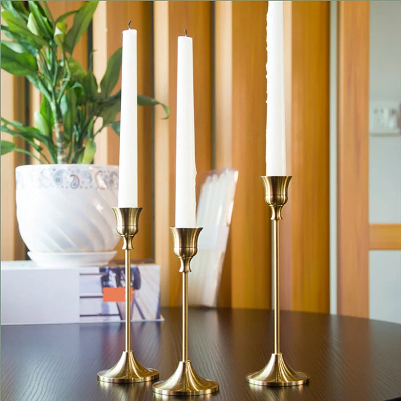 European style Metal Candle Holders Simple Golden Wedding Decoration Bar Party Living Room Decor Home Decor Candlestick