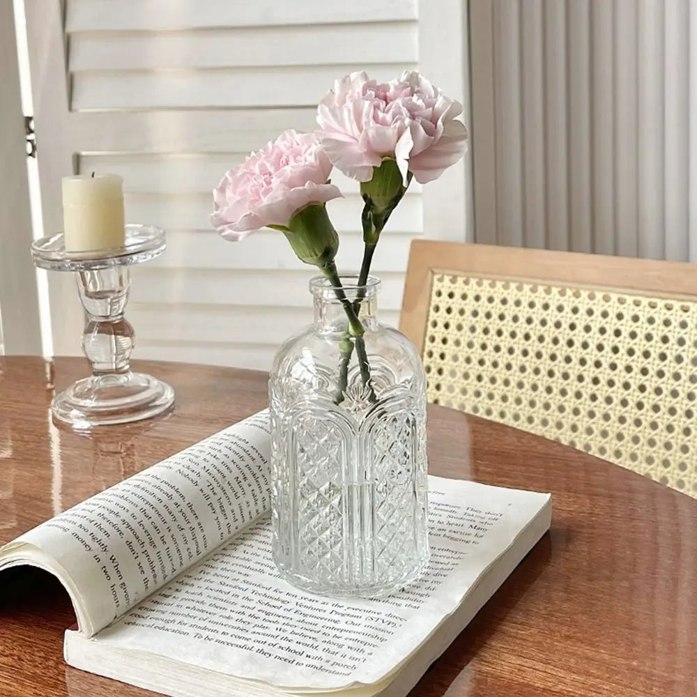 Retro Hydroponic Plant Vase Transparent Glass Vase INS Flower Vase Desktop Ornaments Home Decoration Wedding Party Supplies