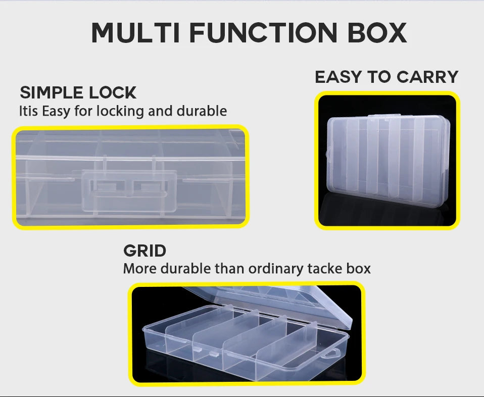 GOBASS Convenient Organizer Container Plastic Fishing Tackle Box 5 Grids Compartments Lure Hook Storage Case Fishing Accessories
