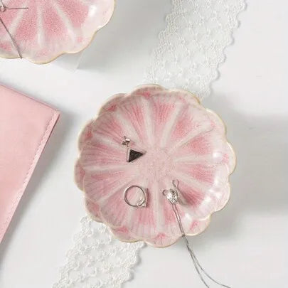 1PC Elegant Ceramic Lotus Leaf Jewelry Organizer Tray for Earrings, Rings, Gadgets, Perfect Birthday or New Year Gifts