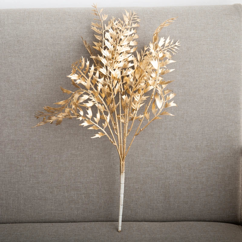 Artificial Plants Gold Fake Flowers Plastic Grass Wedding Arrangement Leaves Autumn Home Party Supplies Christmas Decorations