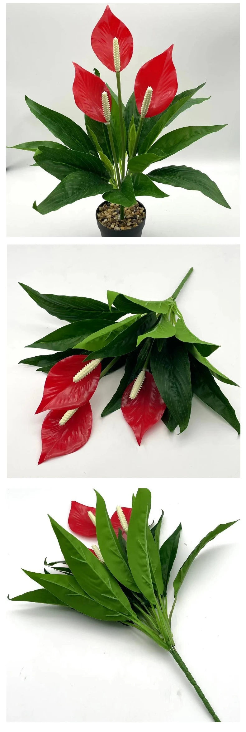 Artificial Green Plants Fake Anthurium  Potted Plants Desktop Ornaments Home Decoration Wedding Venue Decoration Fake Flowers