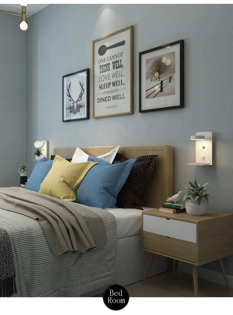 Bedroom Led Wall Lamps with USB Charge Wall Light Indoor Lamp for Living Room Decor Wall Panels with Switch Aisle Modern Sconce