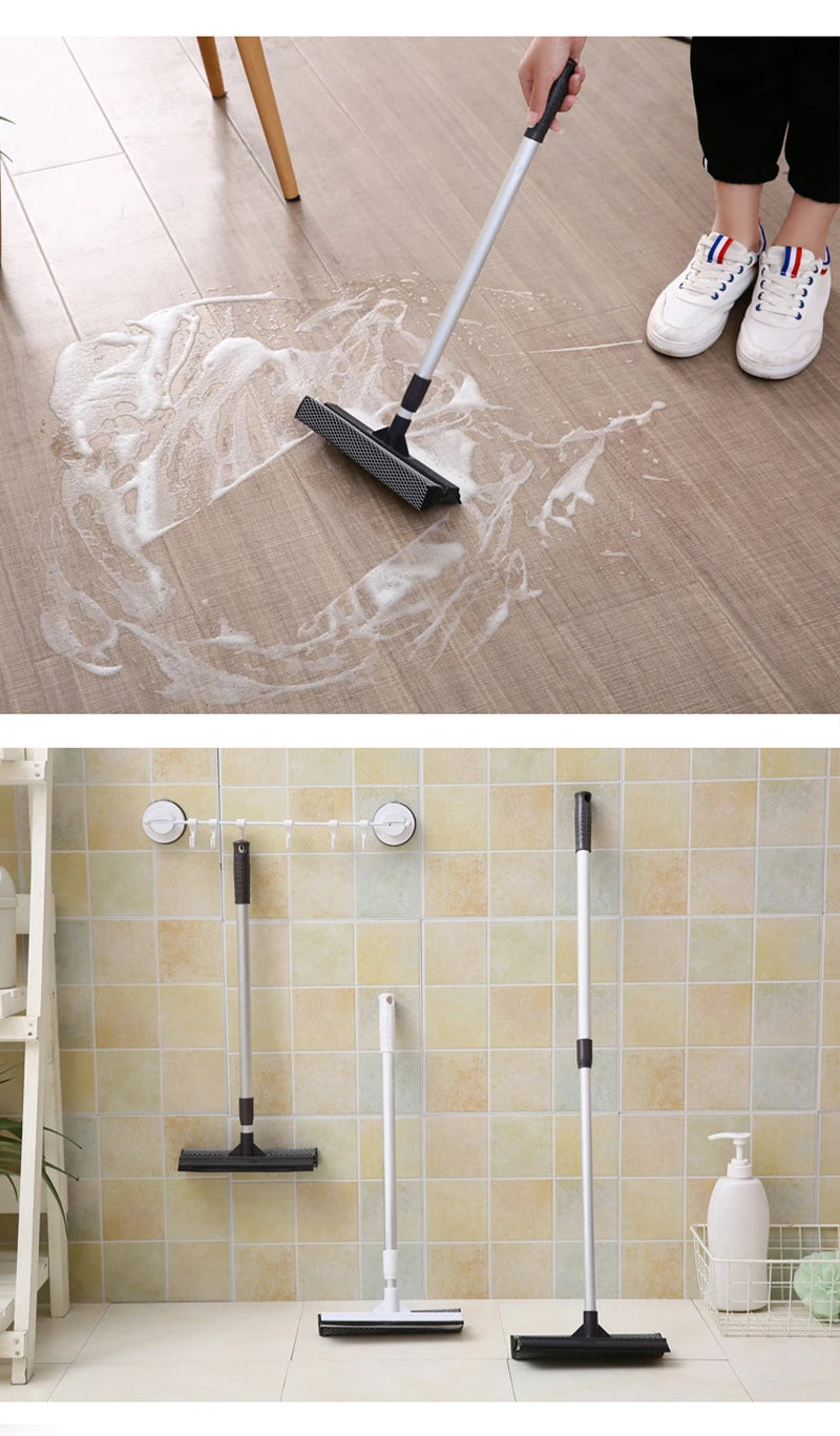 2in1 Window Cleaning Brush Bathroom Mirror Glass Wiper Cleaning Tool Sliding Door Shower Glass Door Adjustable Long Handle