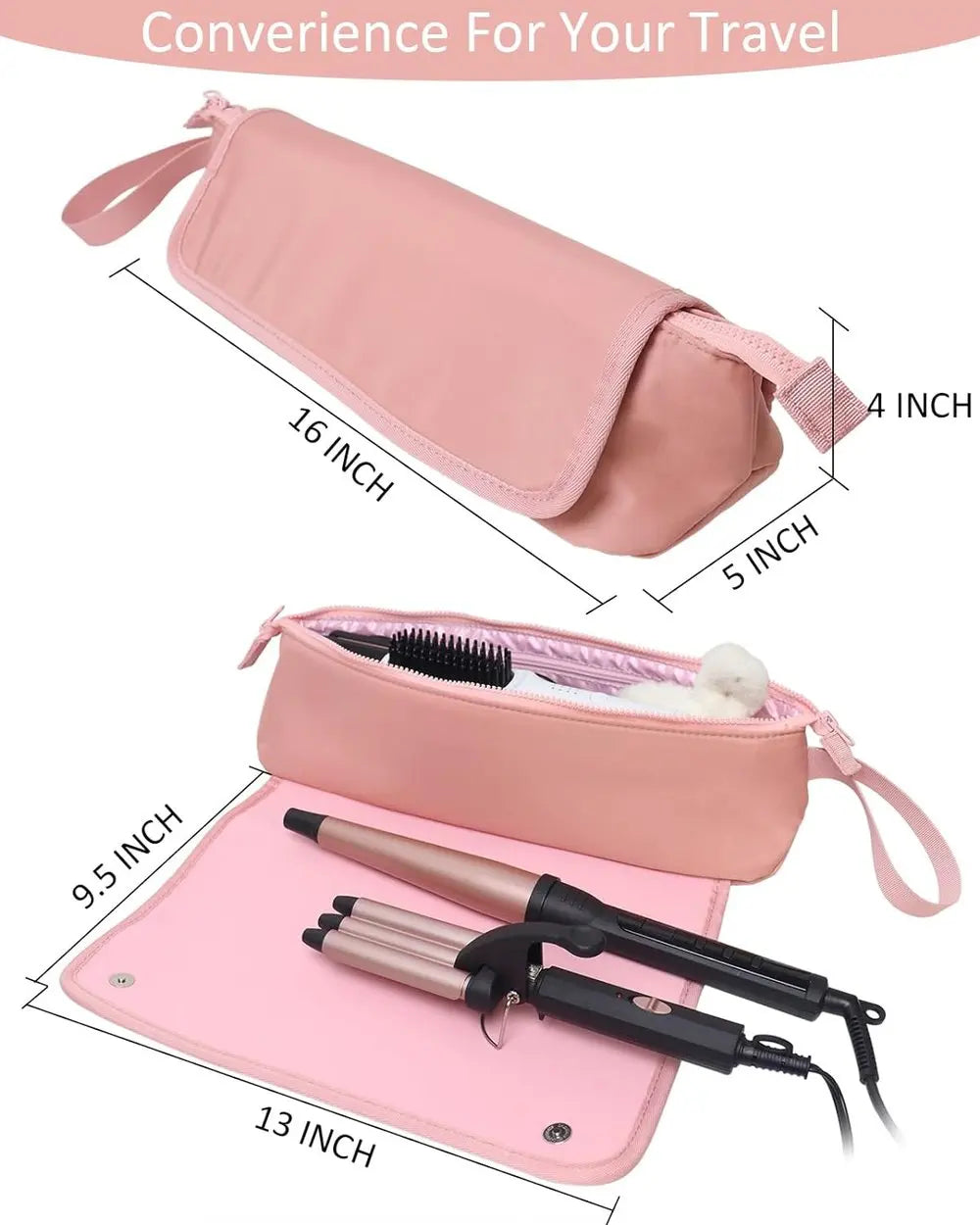 Hair Tools Travel Bag and Heat Resistant Mat Hair Dryer Carrying Case Waterproof Storage Case Portable Multipurpose Organizer