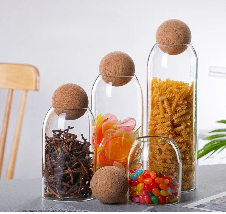 Glass Sealed Jar Kitchen Miscellaneous Grain Storage Jar Coffee Bean Transparent Glass Product Storage Jar