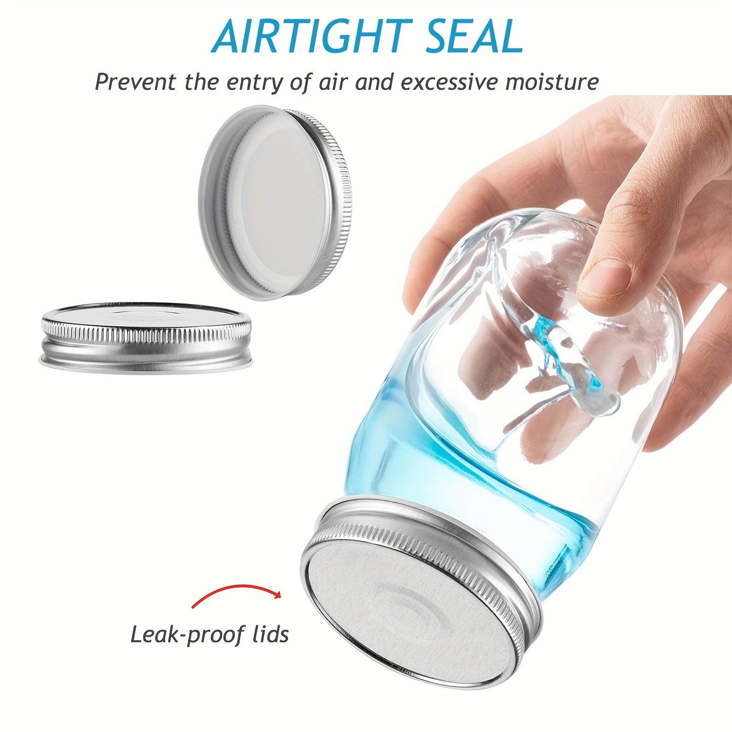 6Pcs, 12Pcs, 500Ml/16Oz, Glass Mason Jar, Glass Storage Jar, Kitchen Storage Container, Glass Sealed Jar Container, Pickle Jar, Regular Sealing Lid, Suitable for Jam, Salad Dressing, Honey, Shower/Wedding Gift