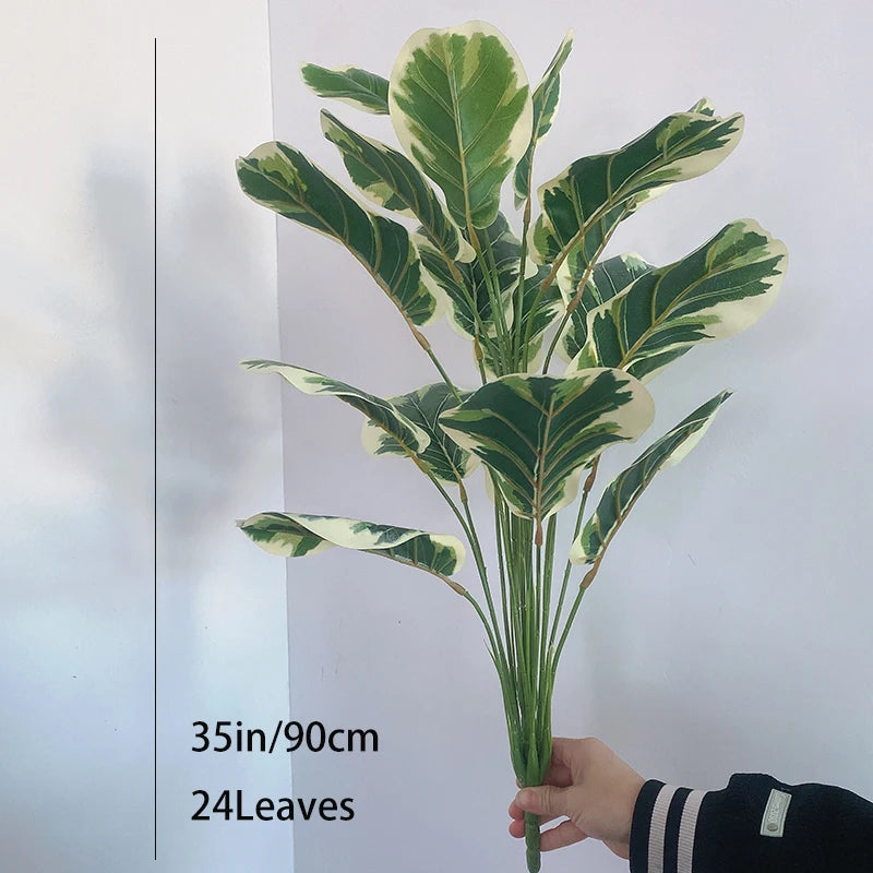 35-150cm Tropical Tree Artificial Rubber Tree Fake Tree Artificial Plants Faux Banyan Tree for Home Garden Room Shop Decor