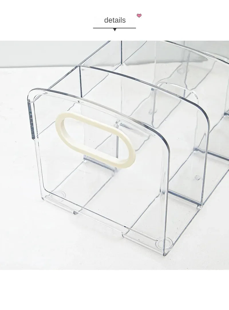 Convenient Clear Acrylic Bookends with Handle Desk Organizer Divided Book Stand Desktop Sorting Rack Study Supplies