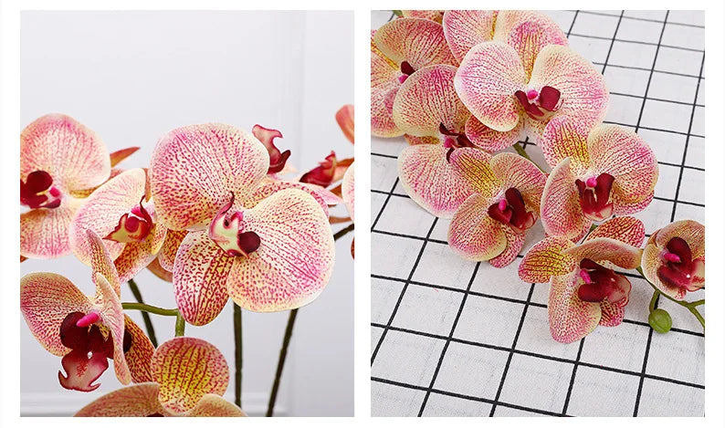 Artificial Butterfly Orchid Fake Phalaenopsis Flowers Artificial Orchid Stem Plants for Wedding Home Decoration