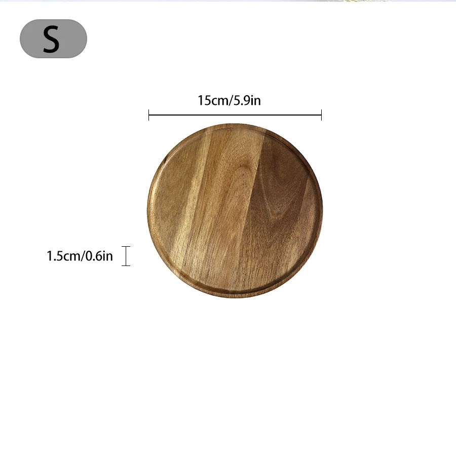 Classic circular wooden tray for kitchen restaurant serving baking dessert tray jewelry storage tray