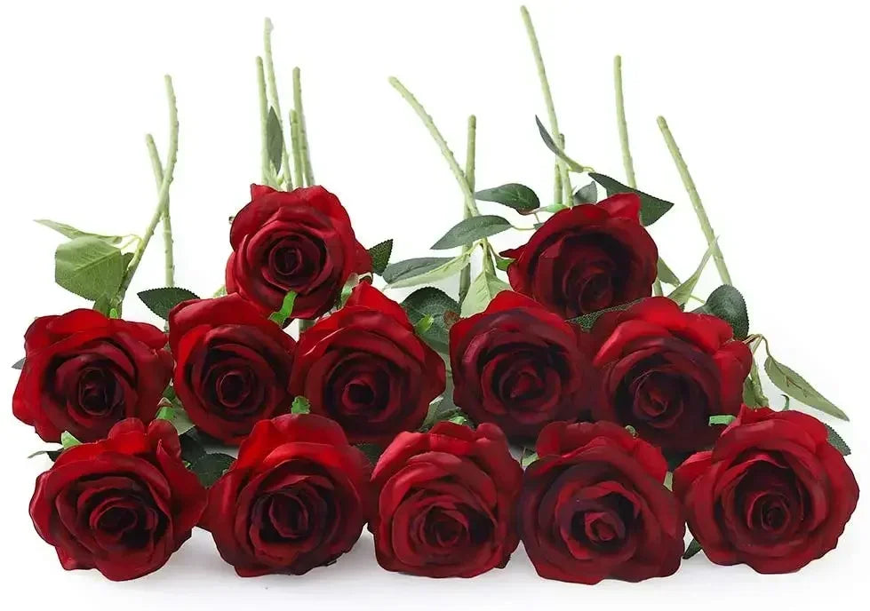 12 PCS Artificial Flowers Roses Silk Flowers Fake Long Stem Artificial Black Roses for Home Party Halloween Decorations