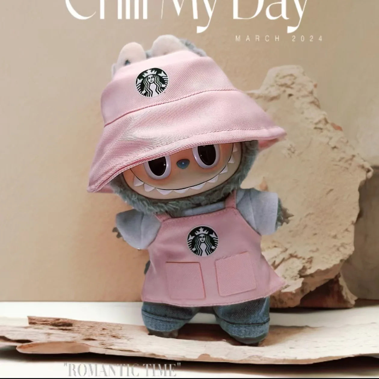 Labubu Clothes Outfit V1 V2 Work Uniform Keychain Set Mini Barista Costume Doll Clothes Collection For Sitting Dolls Display