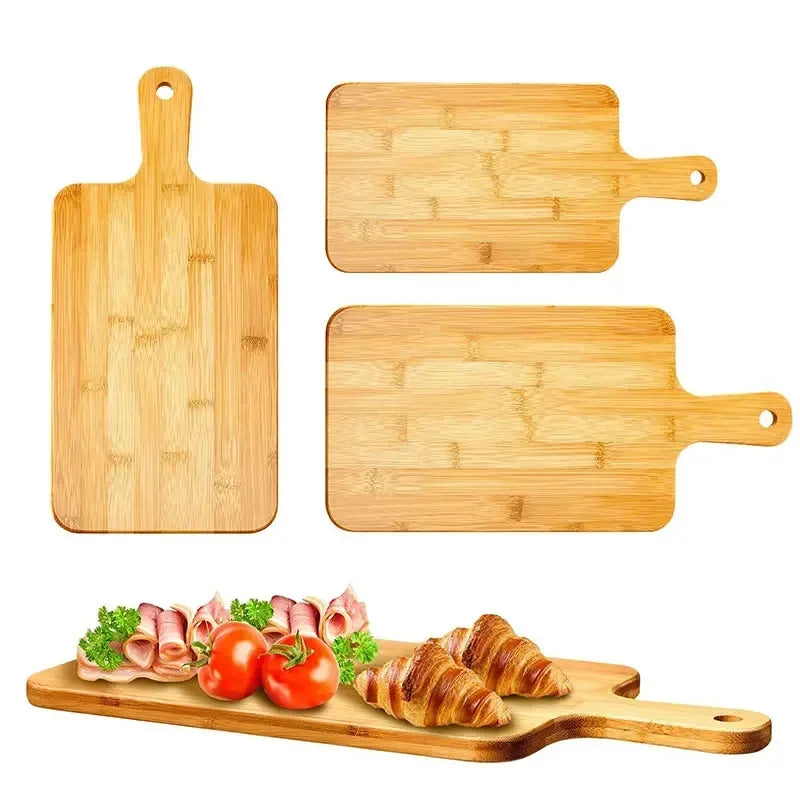 Bamboo Cutting Board with Handle Large Wooden Serving Board Kitchen Chopping Board Charcuterie Board for Pizza Vegetables Meat