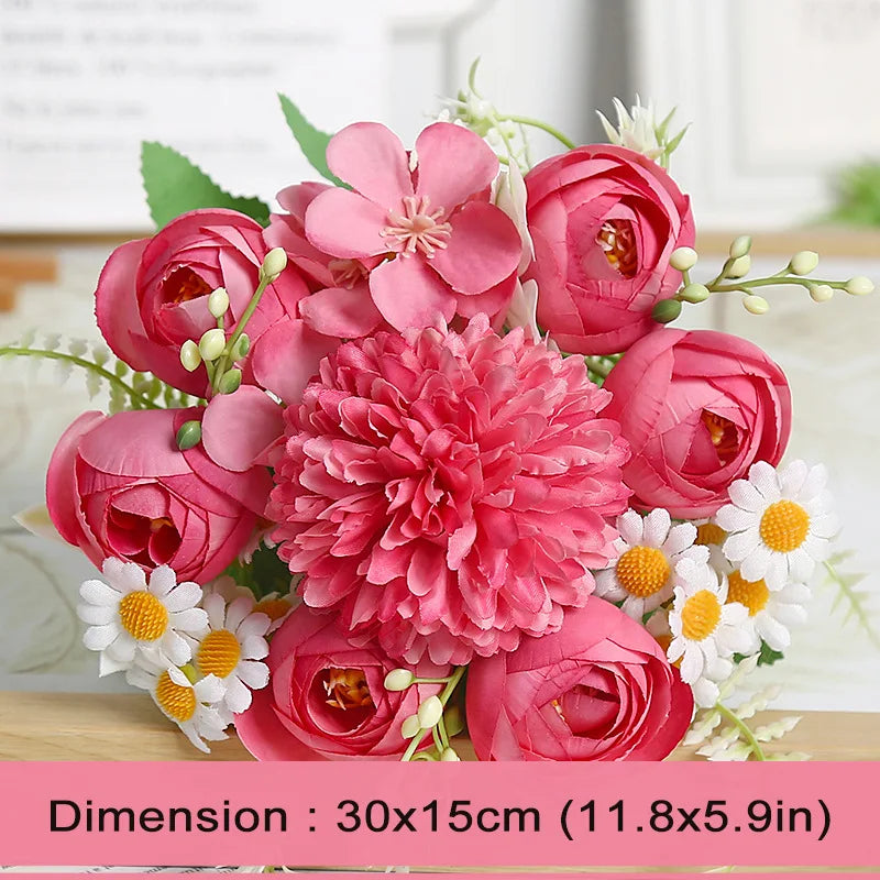 1pc Artificial Flower for Decoration with 7 Fake Flowers Faux Bouquet Arrangements for Home Bridal Wedding Party Chrysanthemum