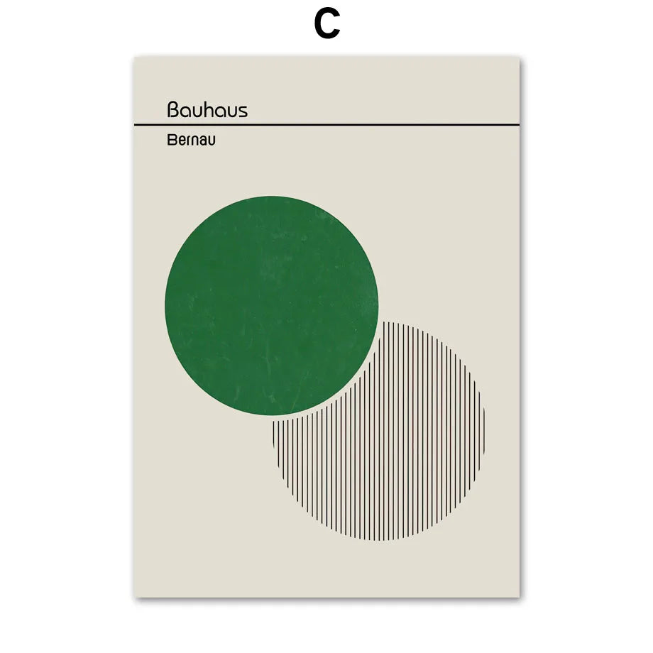 Scandinavian Modern Minimalist Wall Art Abstract Bauhaus Green Beautiful HD Canvas Poster Prints Home Bedroom Living Room Decor