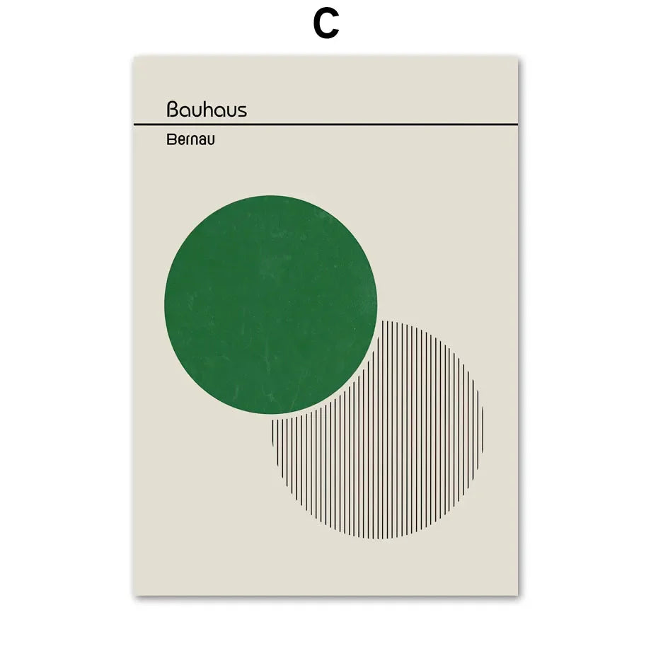 Scandinavian Modern Minimalist Wall Art Abstract Bauhaus Green Beautiful HD Canvas Poster Prints Home Bedroom Living Room Decor