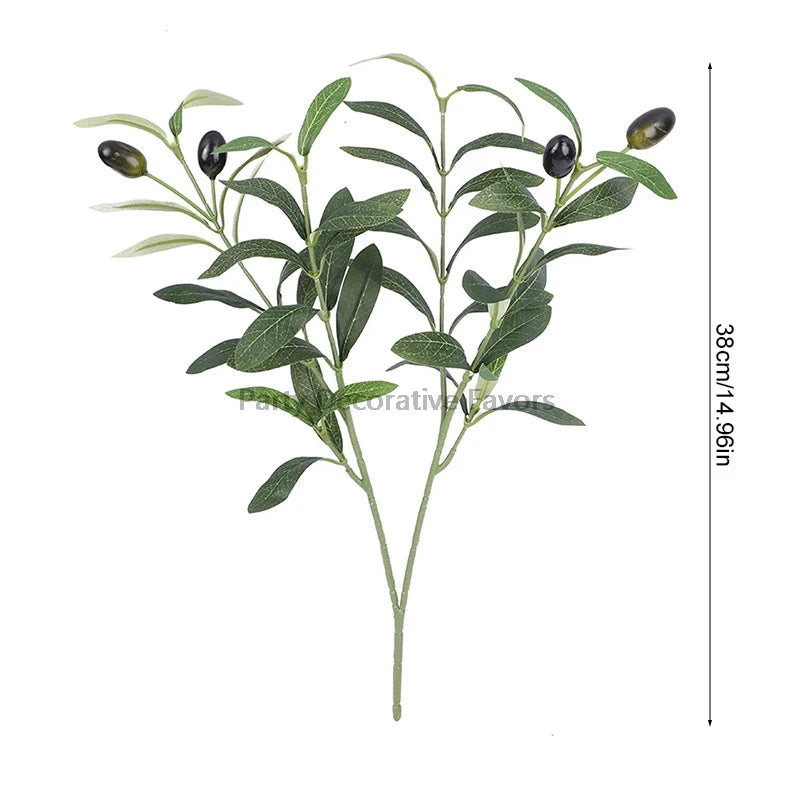 1/3/5Pcs Artificial Plant With Fake Fruit Olive Leaves Tree Branch For Home Garden Vase Decoration Wedding Bouquet Silk Flowers