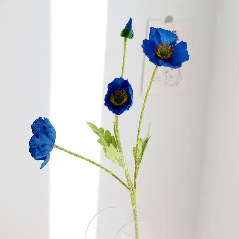 Artificial Silk Flowers Simulation Poppies Wedding Decoration Long Fake Poppy Branch Home Table Decor Ornaments Wedding Flowers
