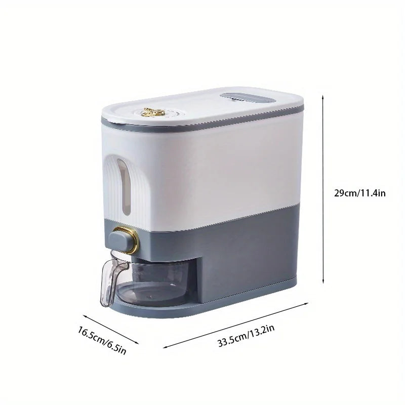 Rice bucket with measuring cup, large capacity grain storage container, moisture-proof and insect proof sealed storage container