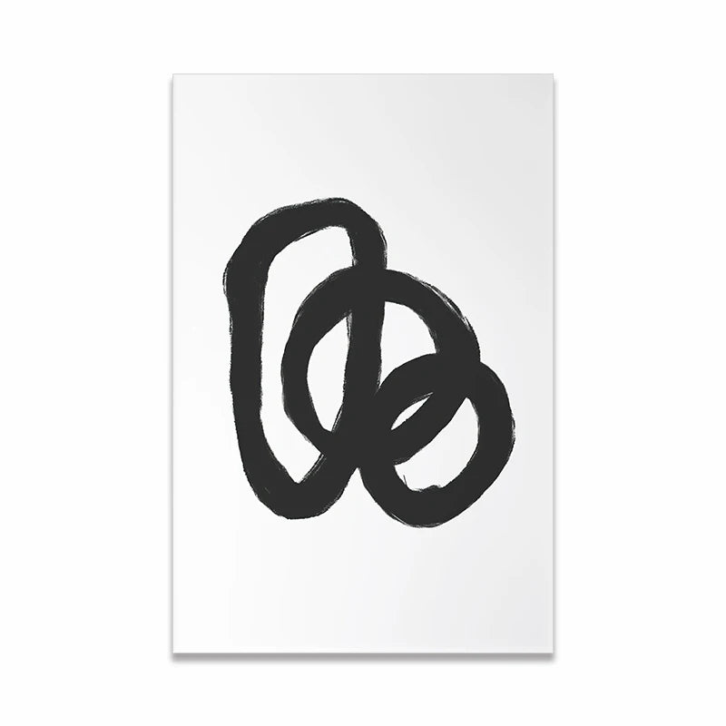 Scandinavian Minimalist Wall Art Modern Black and White Abstract Oil Painting Poster Print Home Bedroom Living Room Decoration