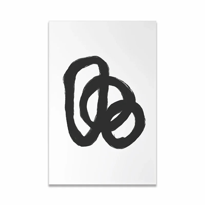 Scandinavian Minimalist Wall Art Modern Black and White Abstract Oil Painting Poster Print Home Bedroom Living Room Decoration
