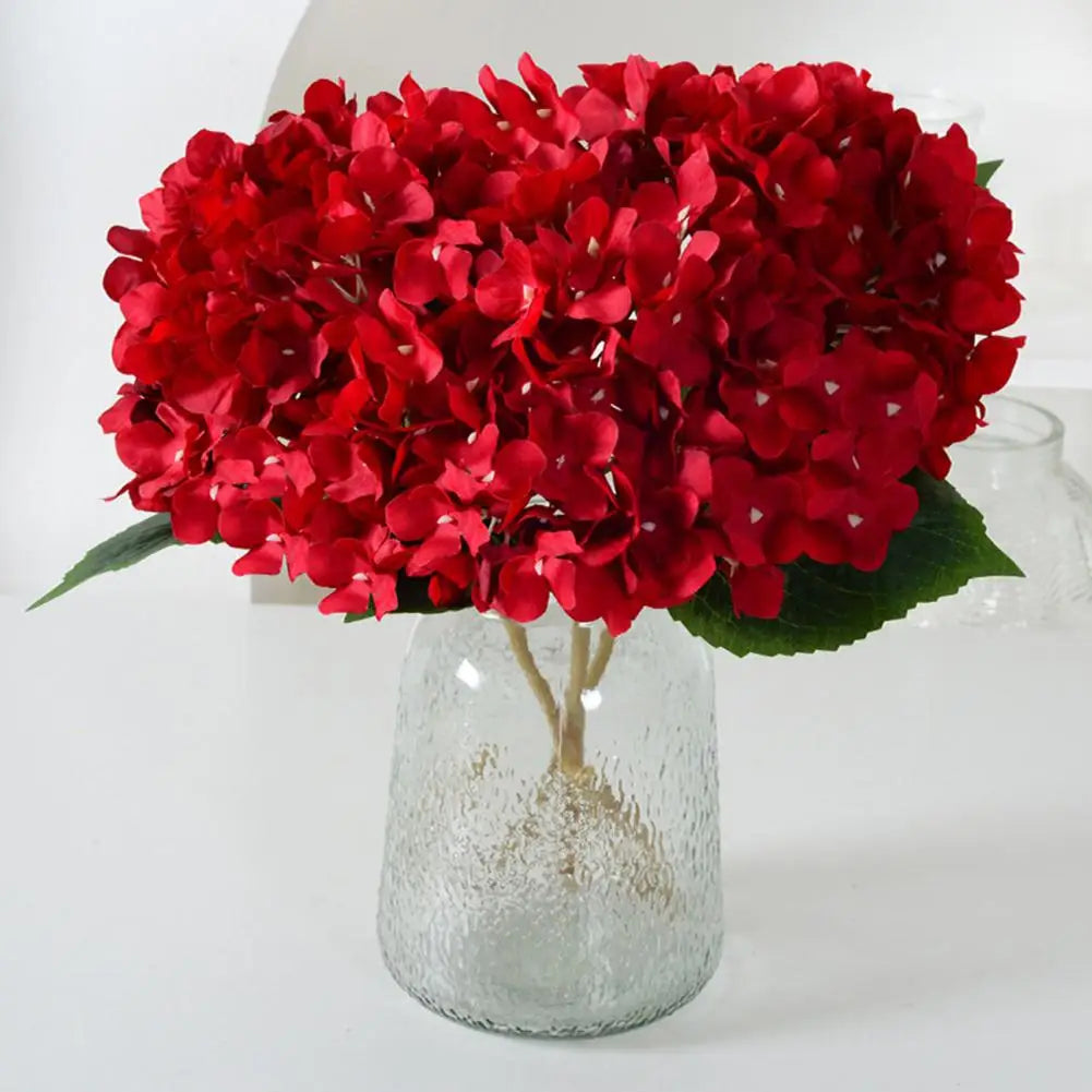 Realistic Fake Flowers Elegant Artificial Hydrangea with Green Leaves Stem for Wedding Home Decor Realistic Fake for Office