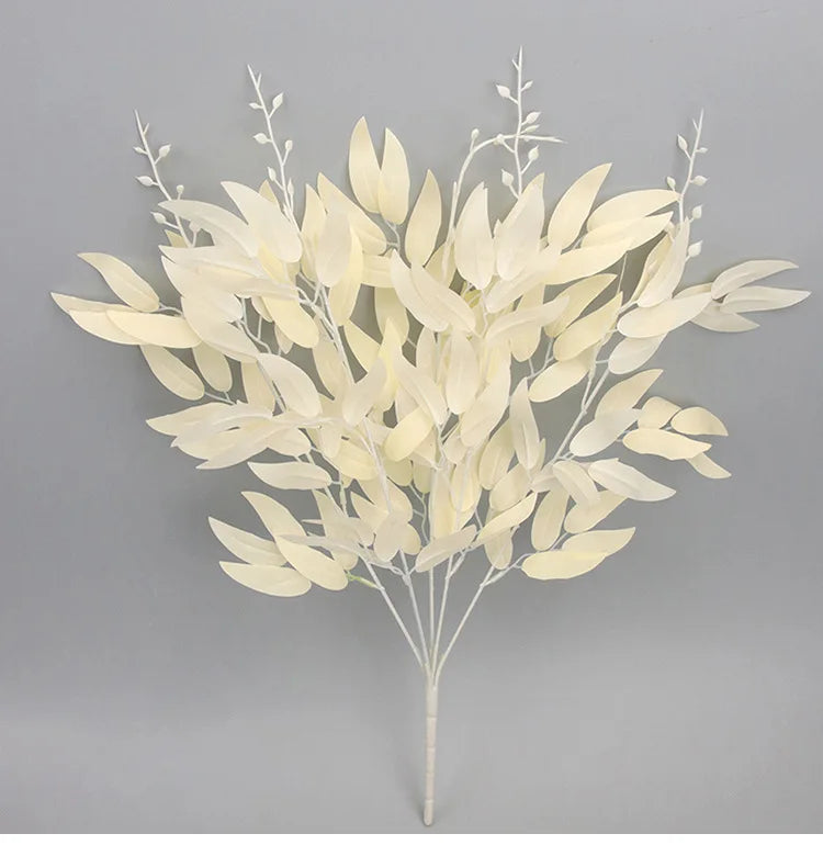 5 Branches Silk Artificial Willow Bouquet Fake Green Leaves Party Wedding Backdrop Decoration Faux Foliage Vine DIY Plant Wreath